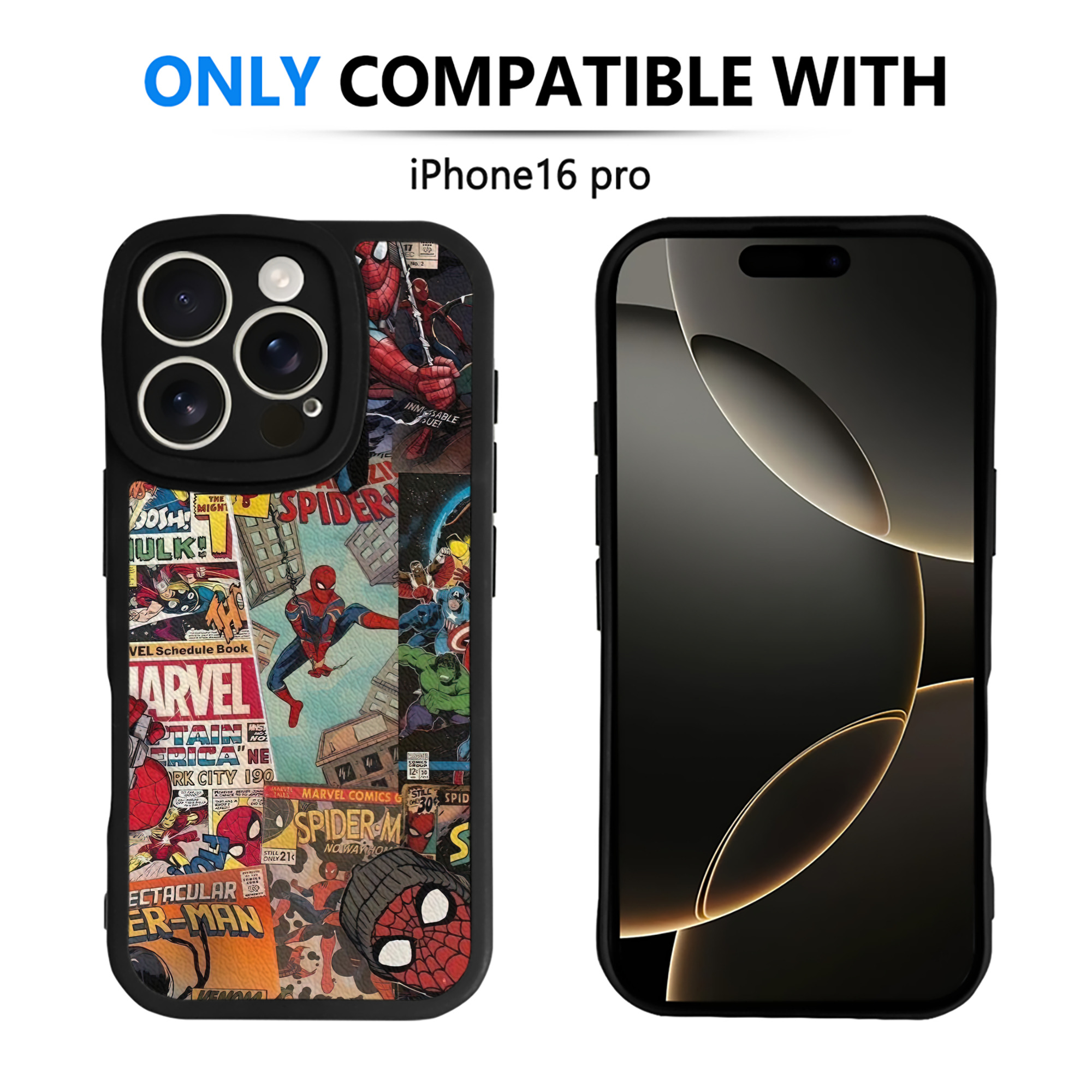 （画像用） Spider Man スパイダーマン 【iPhone 16シリーズ対応】シリコンスマホケース（レザー調） 材質：シリコン